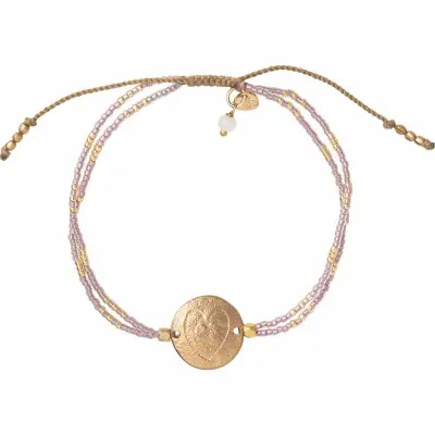 A BEAUTIFUL STORY Glitter Rose Quartz Gold Bracelet