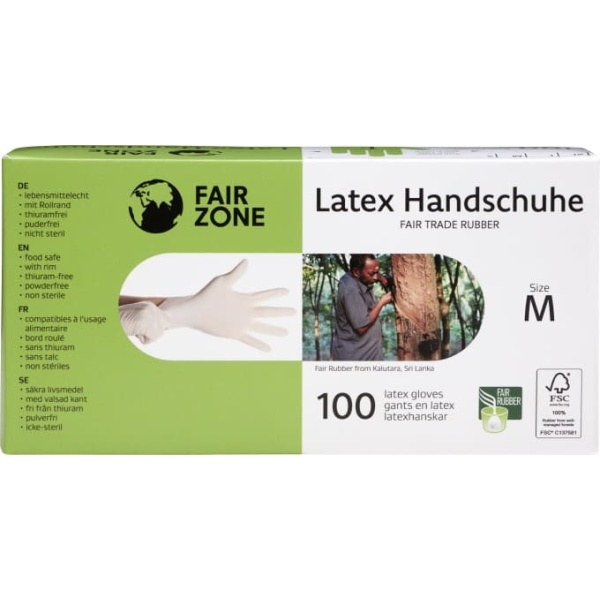 FAIR ZONE Einweg Latex Handschuhe Medium 100pc
