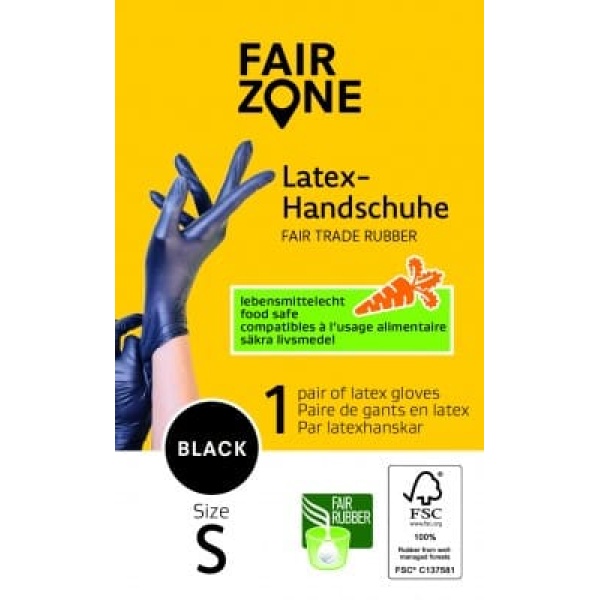 FAIR ZONE Black Foodgrade (lebensmittelecht) Rubber Gloves Small 1 Paar