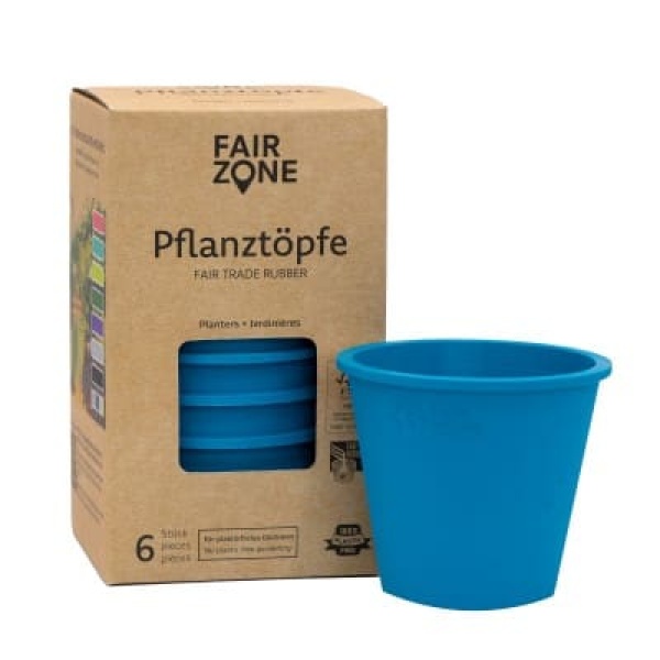 FAIR ZONE Pflanzentopf aus Naturkautschuk 6er - Petrol