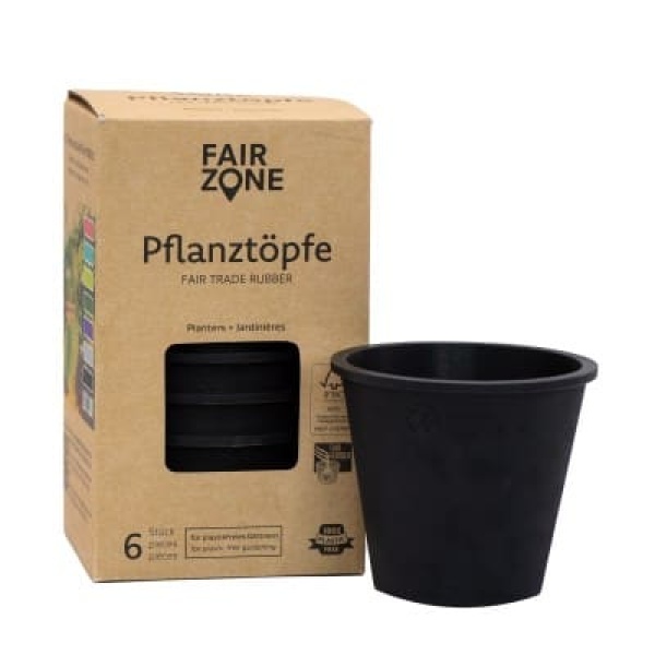 FAIR ZONE Pflanzentopf aus Naturkautschuk 6er - schwarz