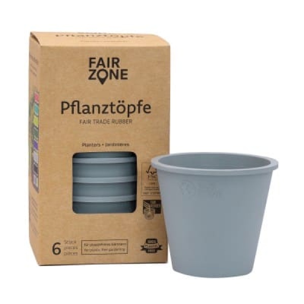 FAIR ZONE Pflanzentopf aus Naturkautschuk 6er - Grau