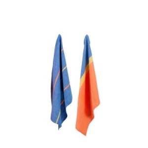 2er-Set Geschirrtücher ‚Streifen‘ blau/orange