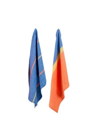 2er-Set Geschirrtücher 'Streifen' blau/orange