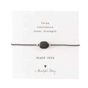 A BEAUTIFUL STORY Gemstone Card Black Onyx Gold Bracelet