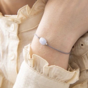 A BEAUTIFUL STORY Gemstone Card Blue Lace Agate Silver Bracelet