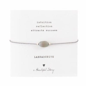 A BEAUTIFUL STORY Gemstone Card Labradorite Silver Bracelet