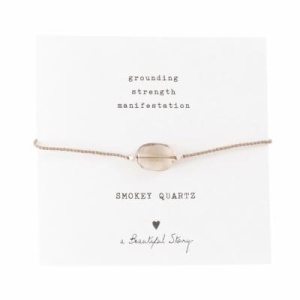 A BEAUTIFUL STORY Gemstone Card Smokey Quartz Silver Bracelet