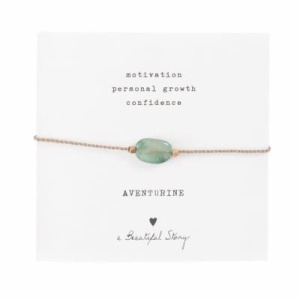 A BEAUTIFUL STORY Gemstone Card Aventurine Gold Bracelet