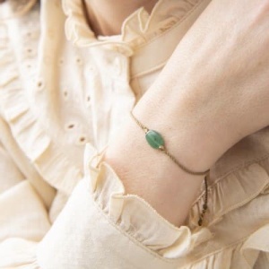 A BEAUTIFUL STORY Gemstone Card Aventurine Gold Bracelet