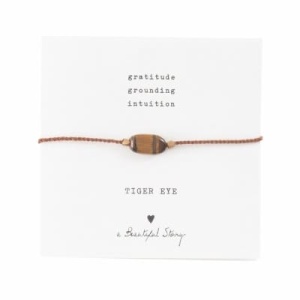 A BEAUTIFUL STORY Gemstone Card Tiger Eye Gold Bracelet