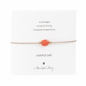 A BEAUTIFUL STORY Gemstone Card Carnelian Gold Bracelet