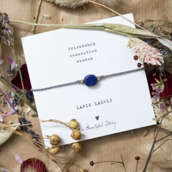 A BEAUTIFUL STORY Gemstone Card Lapis Lazuli Silver Bracelet