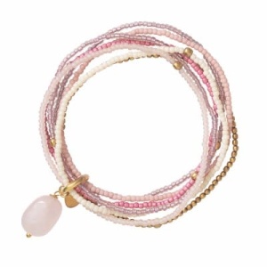 A BEAUTIFUL STORY Nirmala Rose Quartz Gold Bracelet