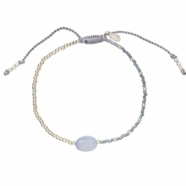 A BEAUTIFUL STORY Ruby Blue Lace Agate Silver Bracelet