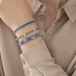 A BEAUTIFUL STORY Sunshine Blue Lace Agate Silver Bracelet