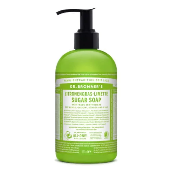 Dr. Bronner's Sugar Soap Flüssigseife Lemongrass mit Pumpspender 355 ml