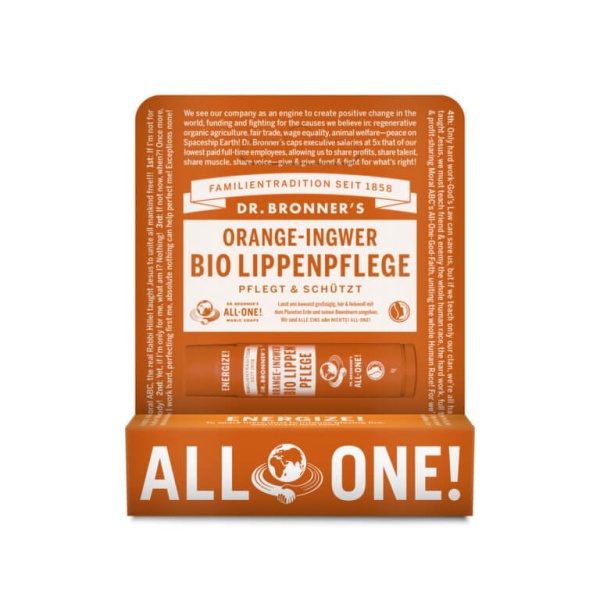 DR. BRONNER'S Bio Lippenpflege Orange-Ingwer / orange-ginger