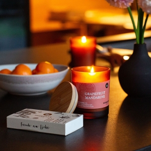 HONGLER Duftkerze Grapefruit Mandarine im Amberglas