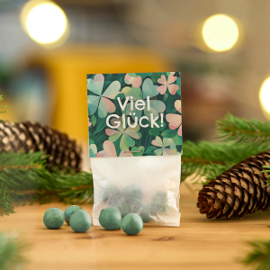 STADTGÄRTNER Blumenmurmeln – Viel Glück – Glücksklee – 5 Murmeln im Tütchen