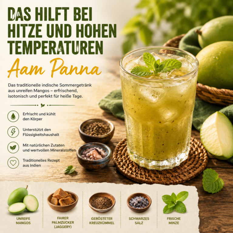 Mehr über den Artikel erfahren Das hilft bei Hitze und hohen Temperaturen: Aam Panna – das natürliche Sommergetränk aus Indien