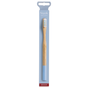 NIYOK Bambuszahnbürste Adult, Medium, Blau 80g