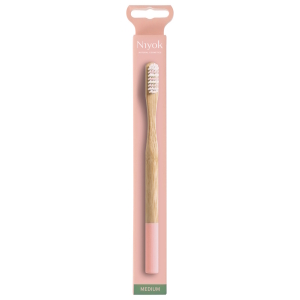 NIYOK Bambuszahnbürste Adult, Medium, Lachsfarben