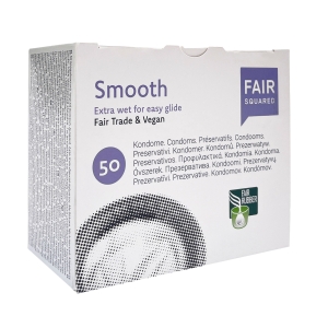 FAIR SQUARED Smooth – Extra befeuchtete vegane Kondome, 50er