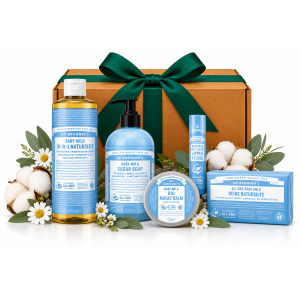 BABYGLÜCK Baby Geschenkset mit fünf duftstofffreien Dr. Bronner's Baby-Mild Pflegeprodukten